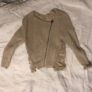 Maje Paris Distressed Cardigan Motorcycle Sweater